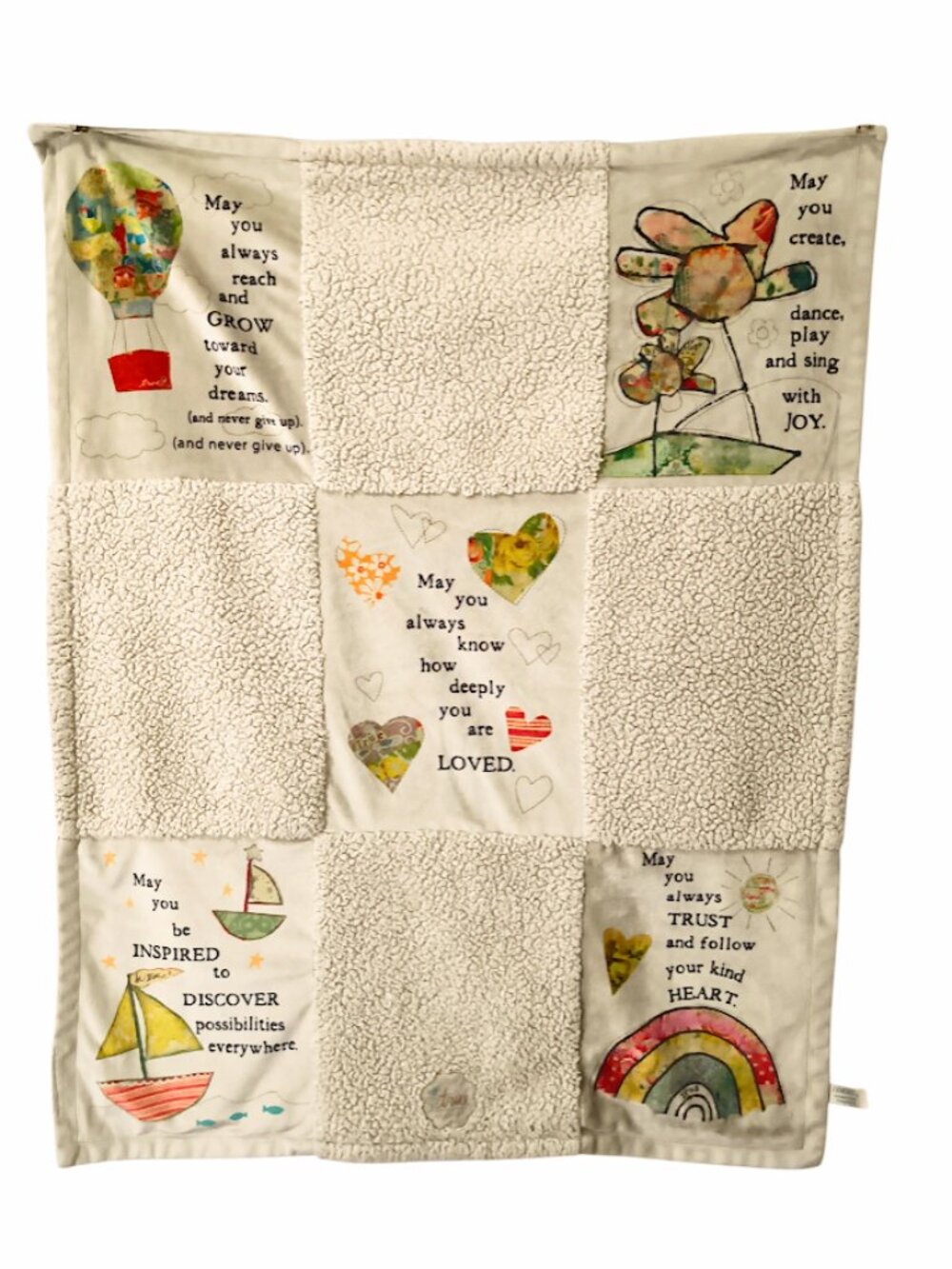 2020 Demdaco Inspirational Blessings Patchwork Security Blanket 30" X 40"